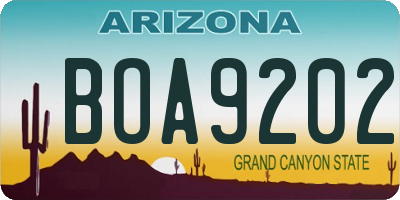 AZ license plate BOA9202