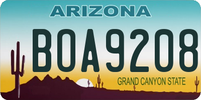 AZ license plate BOA9208