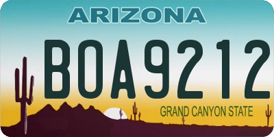 AZ license plate BOA9212