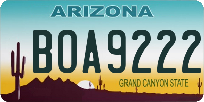 AZ license plate BOA9222