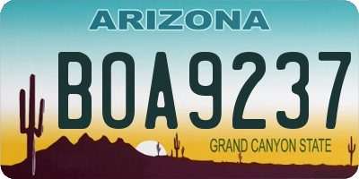 AZ license plate BOA9237