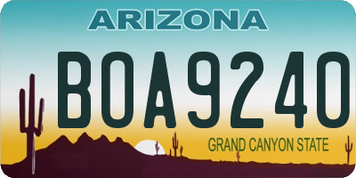 AZ license plate BOA9240