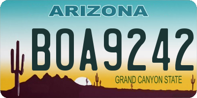 AZ license plate BOA9242