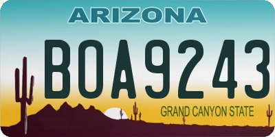 AZ license plate BOA9243
