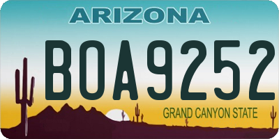 AZ license plate BOA9252
