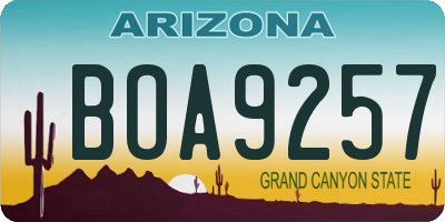 AZ license plate BOA9257