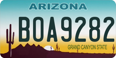 AZ license plate BOA9282