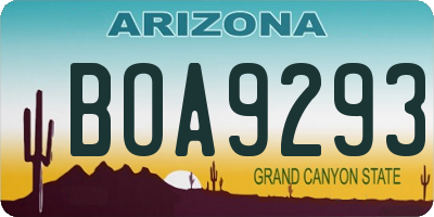 AZ license plate BOA9293