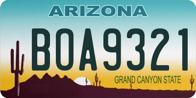 AZ license plate BOA9321