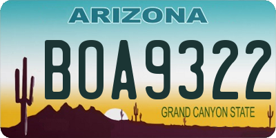 AZ license plate BOA9322