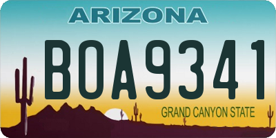 AZ license plate BOA9341