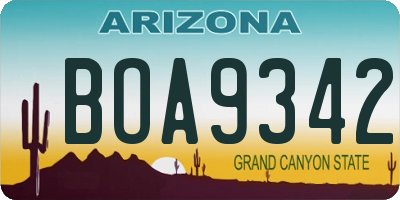 AZ license plate BOA9342