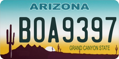 AZ license plate BOA9397