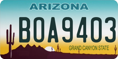 AZ license plate BOA9403