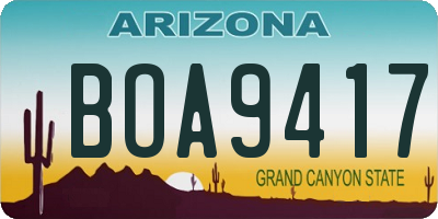 AZ license plate BOA9417