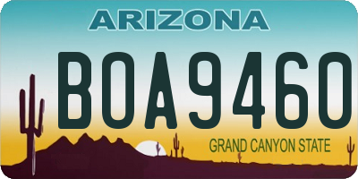 AZ license plate BOA9460