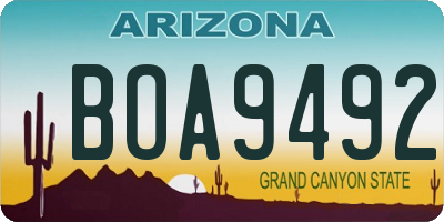AZ license plate BOA9492