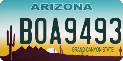 AZ license plate BOA9493
