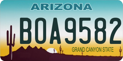 AZ license plate BOA9582