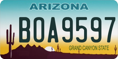 AZ license plate BOA9597