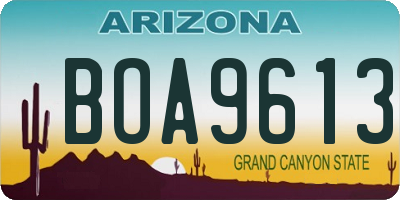 AZ license plate BOA9613