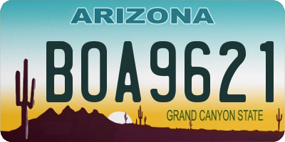AZ license plate BOA9621