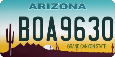 AZ license plate BOA9630
