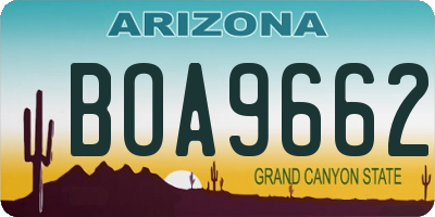 AZ license plate BOA9662