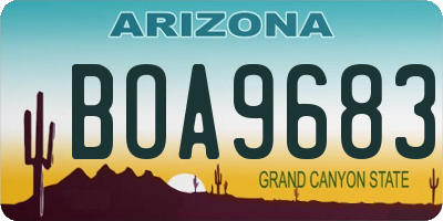 AZ license plate BOA9683