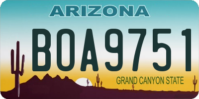 AZ license plate BOA9751