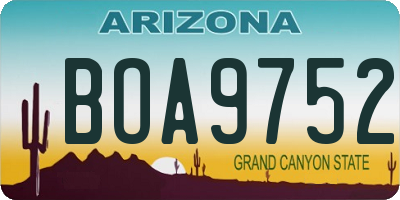 AZ license plate BOA9752