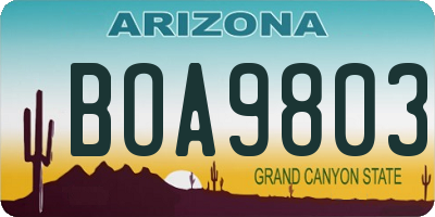 AZ license plate BOA9803
