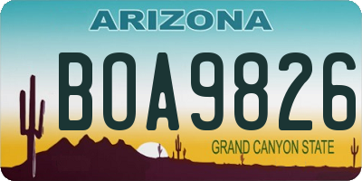 AZ license plate BOA9826