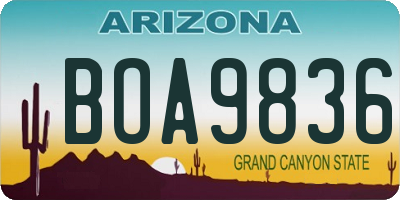 AZ license plate BOA9836