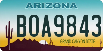 AZ license plate BOA9843