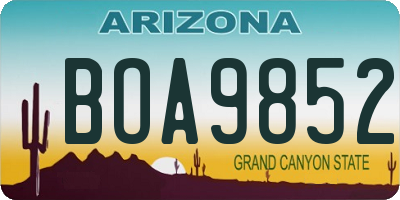 AZ license plate BOA9852