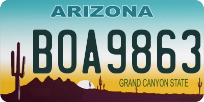 AZ license plate BOA9863