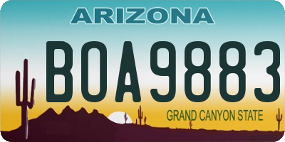 AZ license plate BOA9883