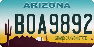 AZ license plate BOA9892