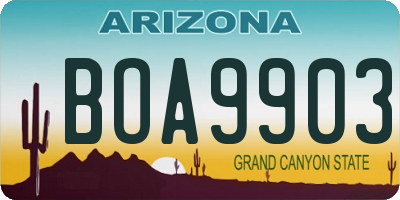 AZ license plate BOA9903