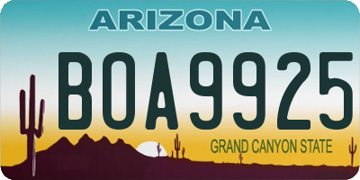 AZ license plate BOA9925
