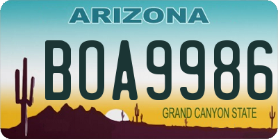AZ license plate BOA9986