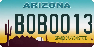 AZ license plate BOB0013