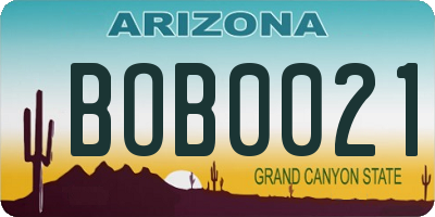 AZ license plate BOB0021