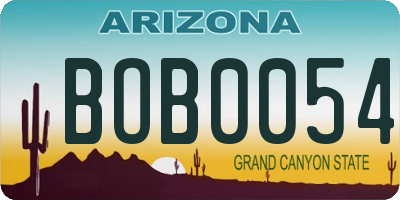AZ license plate BOB0054