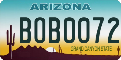 AZ license plate BOB0072