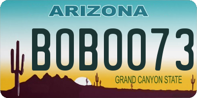 AZ license plate BOB0073