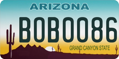 AZ license plate BOB0086