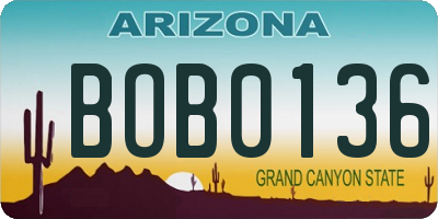 AZ license plate BOB0136