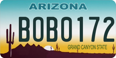 AZ license plate BOB0172